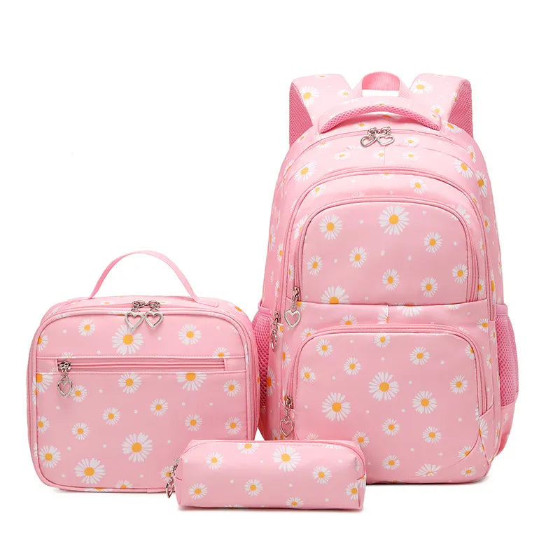 Conjunto de mochila escolar com estampa de margaridas 3 peças - Clara's Charming Store