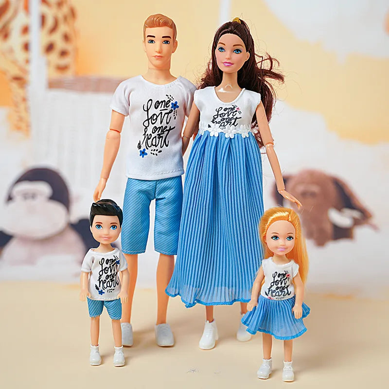 Conjunto de 4 bonecos de família com corpo articulado de 30cm - Clara's Charming Store